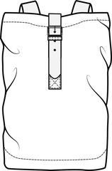 BAG flat sketch template. Men's Bag Vector illustration