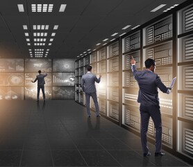 Fototapeta premium The concept of big data management with businessman