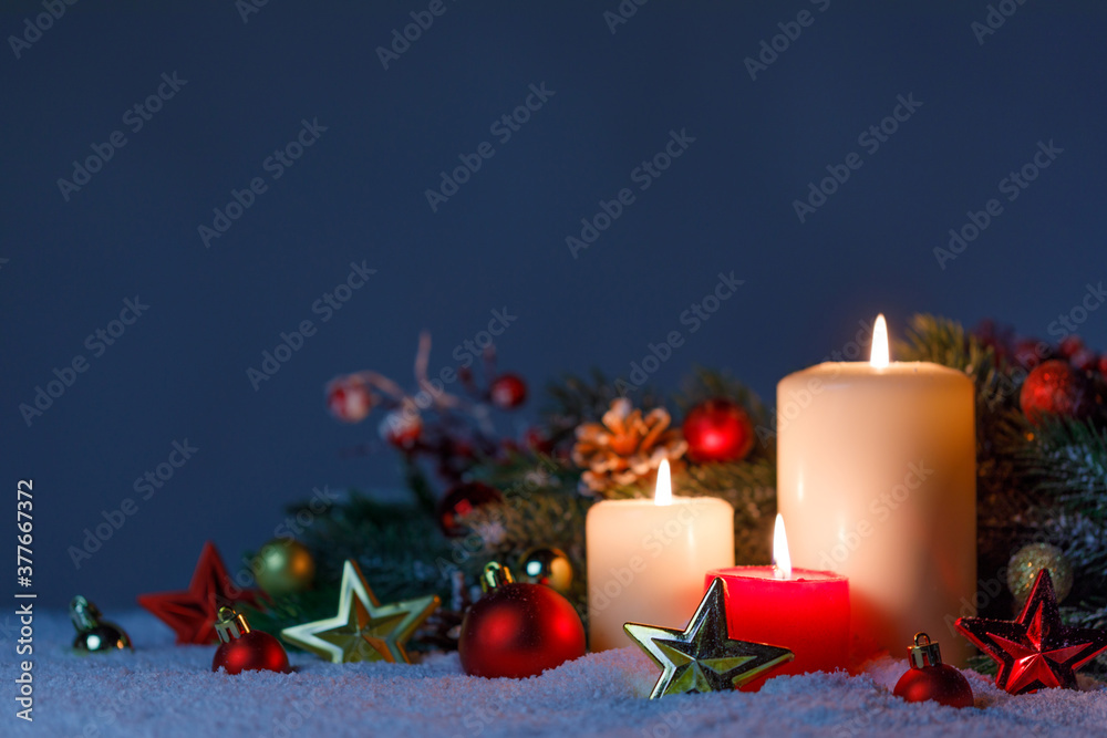 Wall mural christmas candles with decoration