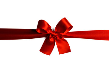 Red gift bow on white