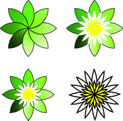 set of green leafs design