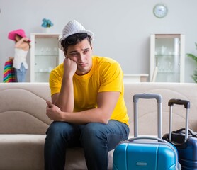 The young family preparing for travel vacation