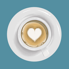 Coffee a in white cup on blue background
