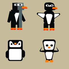variations of multiple cartoon penguins