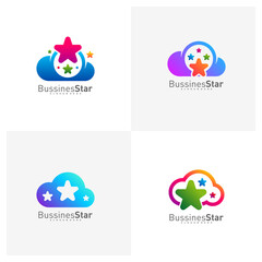 Set of Cloud Star Logo Template Design Vector, Concept, Creative Symbol, Icon
