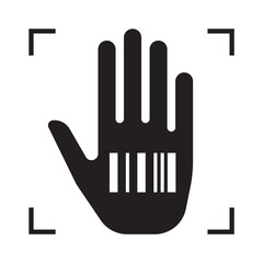 Hand with barcode is a symbol of conspiracy theology and personality control. The danger of introducing a chip into a person. Vector illustration