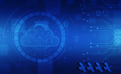2d illustration of Cloud computing, Cloud Computing Concept, Cloud computing technology internet concept background