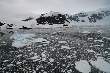 Floating glaciers in Lemaire Channel.Antarctic peninsula. Antarctica.
