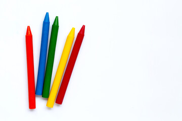 Fototapeta premium Colorful crayon on white background