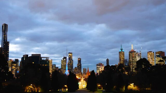 Melbourne paranoma skyline timelapse at night time 
melbourne city night time timelapse