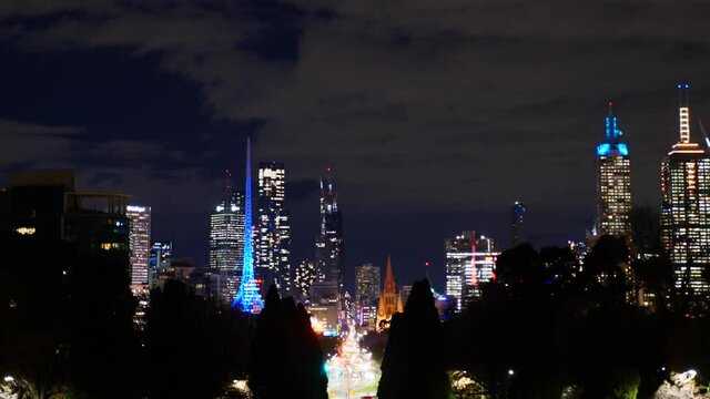 Melbourne paranoma skyline timelapse at night time 
melbourne city night time timelapse