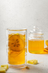 selective focus, lemon iced tea