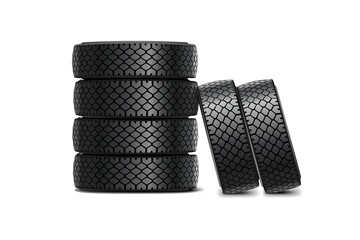 3d rendering of tires isolated on white background