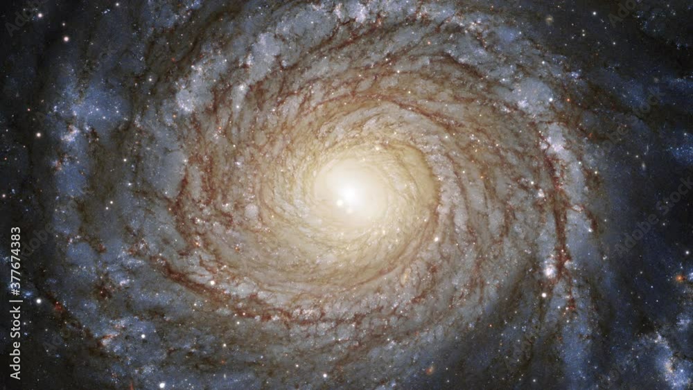 Wall mural camera flying through the clouds and star field in outer space.