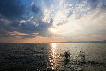Fototapeta premium Sunset in Bardolino, Italy