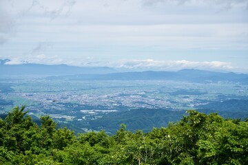 The view of a valley in Yonezawa.
The season in summer.