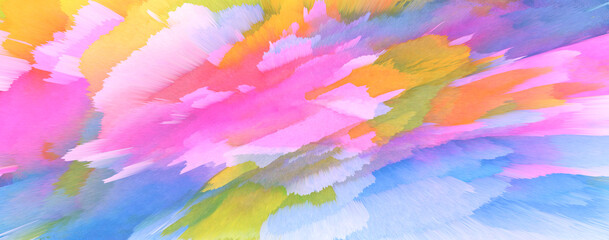 Abstract watercolor smear blot painting. Color long horizontal texture background.