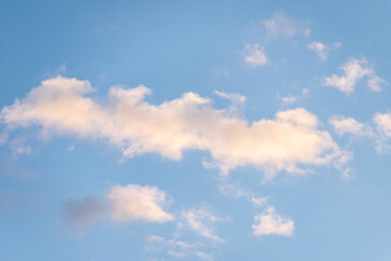 Blue sky with floating white clouds. The background.