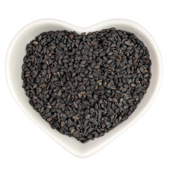 black sesame in heart shaped plate