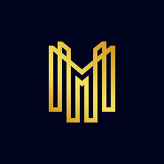 letter m monogram, building letter m vector logo template