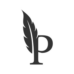Obraz premium Letter p with Feather Luxury vector logo template