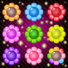 Sunflowers very cute for match 3 puzzle game. Vector illustration.