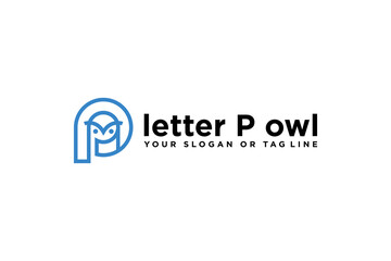 letter P with an owl logo design vector