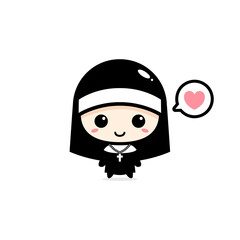 cute nun character vector design