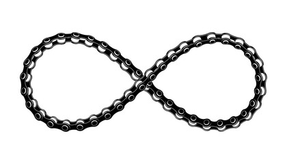 Bicycle chain twisted like Infinity sign. Vector tattoo design.