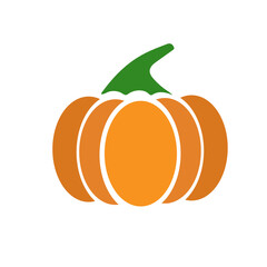 Pumpkin thanksgiving and halloween symbol. Orange ripe pumpkin. Flat  vector illustration isolated on white background