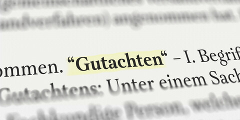 Gutachten im Buch mit Textmarker markiert