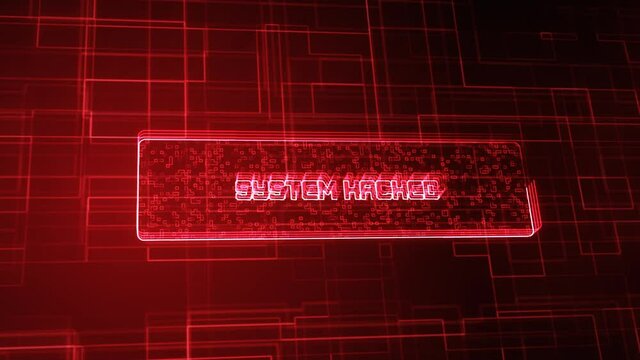 Futuristic Red Colored Cyber Protective Screen. Animated Composition Of Guarding Computer System In Action