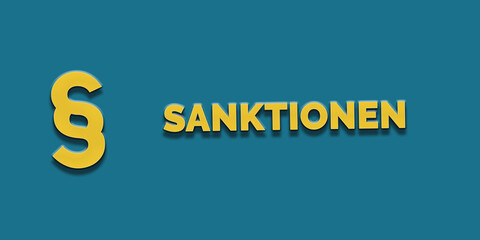 Sanktionen in gelber Schrift auf blauem Hintergrund