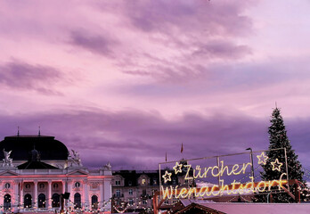 Beautiful view of decoration in Zurich for Christmas holidays celebration.