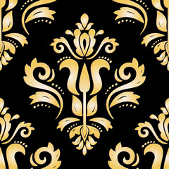 Seamless oriental ornament. Golden traditional oriental pattern with 3D elements, shadows and highlights