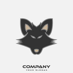 Logo design template, with a black wolf icon