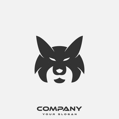 Logo design template, with black cat head icon
