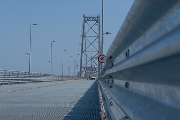 View of bridge Hercilio Luz over the Atlantic Ocean.
