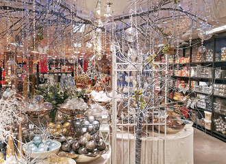 Beautifully decorated shop window during the Christmas holidays.