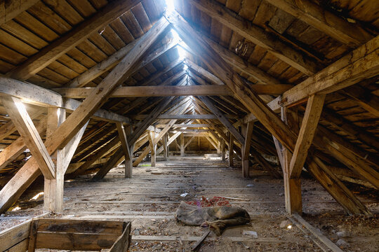 The attic of an old ruined house