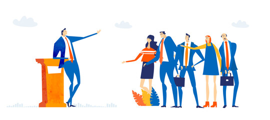 Successful business people having a meeting in the city. Deal negotiation, discussing a project, developing new business. Business concept illustration 