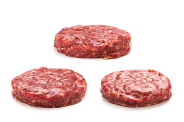 Raw minced beef isolated on white background.