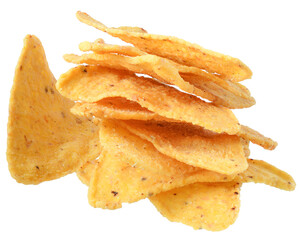 Heap of corn chips isolated