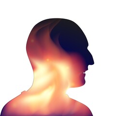 Illustration of a male head and his psychological state inside.