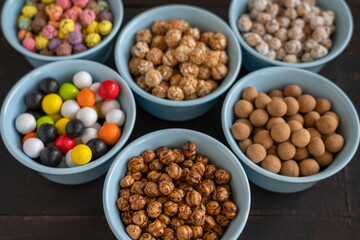  Roasted chickpea varieties in bowl.  Turkish known as leblebi