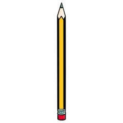 pencil with eraser. yellow, brown, red.