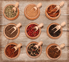 Various fancy spices condiments for creative cooking