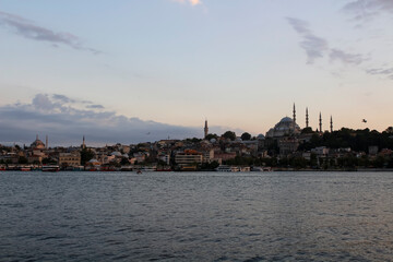 Istanbul cityscape. Hagia Sophia and Suleymaniye Mosque  the most important tourist attraction of Istanbul. 