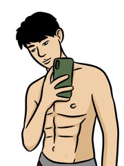 Fototapeta premium cartoon cute man on white background