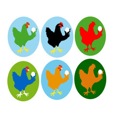 poulet, poule pondeuse, oiseau, animal, ferme, nid, photo illustration, race, coq, volaille, isolé, blanc, agriculture, brun, poussin, bec, bétail, collection, nature, domestique, coquelet, rural, via